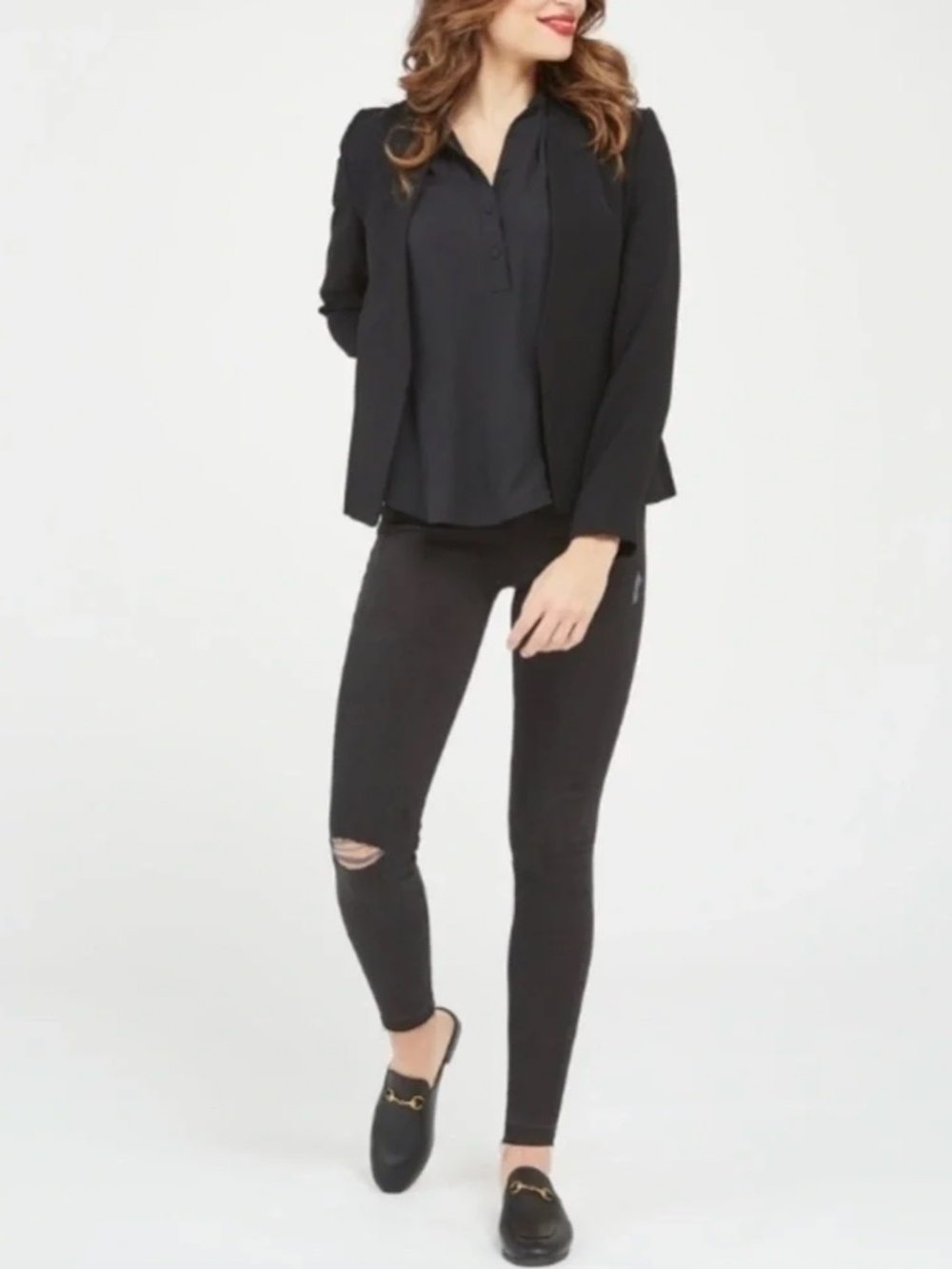 Spanx Distressed Skinny Jeans Pull On Stretch